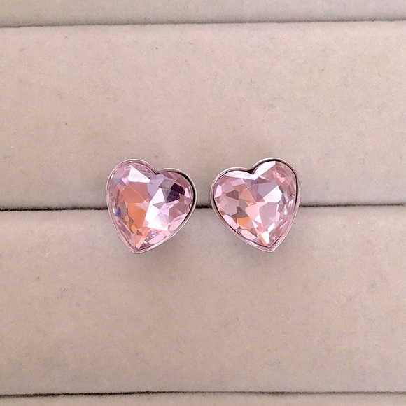 Jewelry - Rose Pink Crystal Heart Earrings